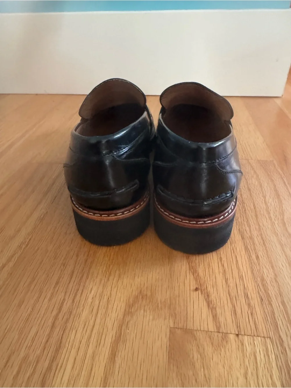 Coach Black Leather Women's Penny Loafers with Lug Sole